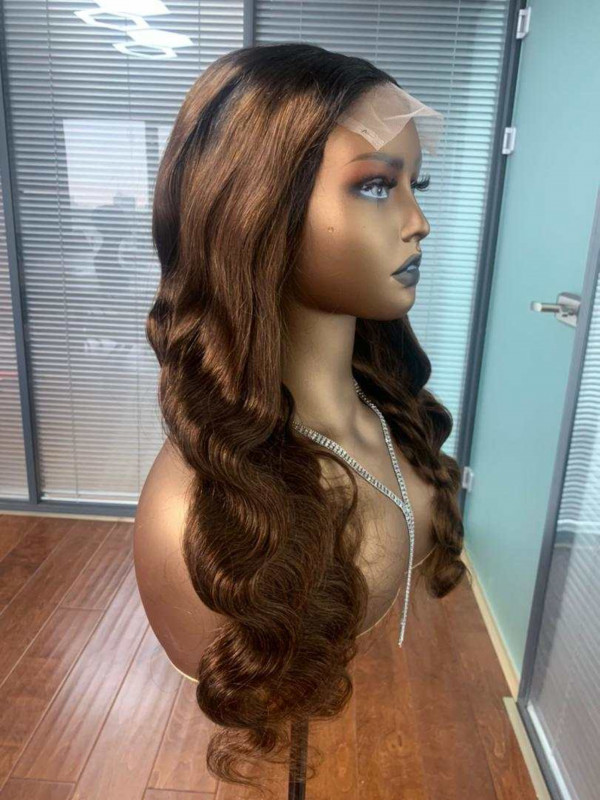 13x4 transparent lace front wig, virgin hair Glueless body wave