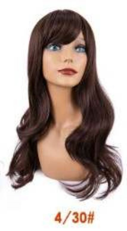 Brown Ash Middle part long wavy wigs high temperature